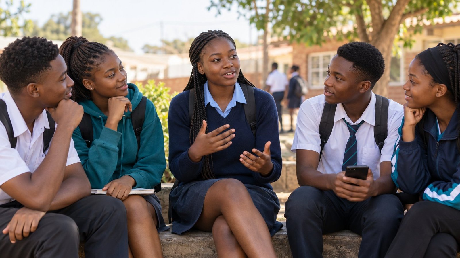 Teenage friends listening as one young person calmly shares their own choice
